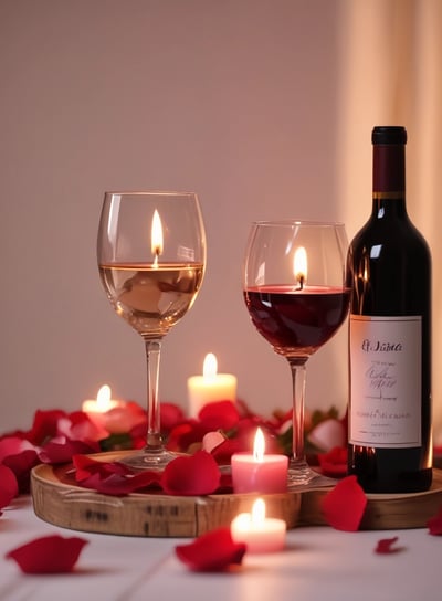 Various wellness and beauty products, including oils in bottles, a bowl of oil, dried flowers, crystals, a smudge stick, and a small dish of cream, are arranged aesthetically on a light surface. The scene is decorated with colorful flowers and herbs.