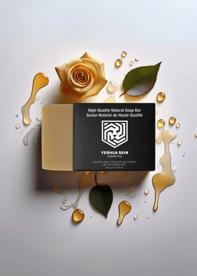 a soap bar with a rose and a soap bar