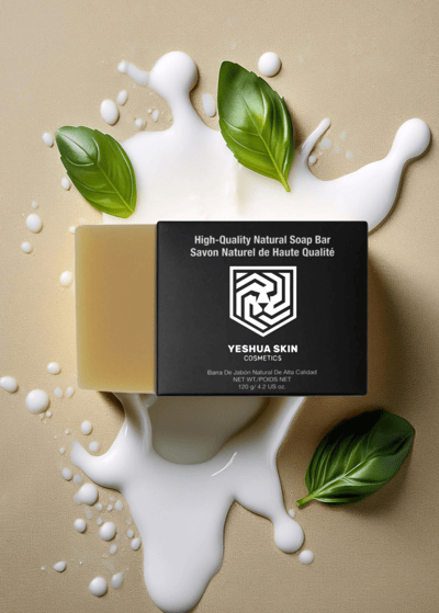 a soap bar with leaves