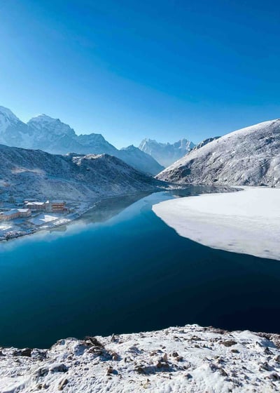 View from Gokyo Ri overlooking the lake, Nepal.