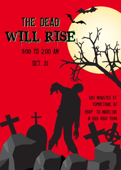 a poster for a zombie party with a zombie