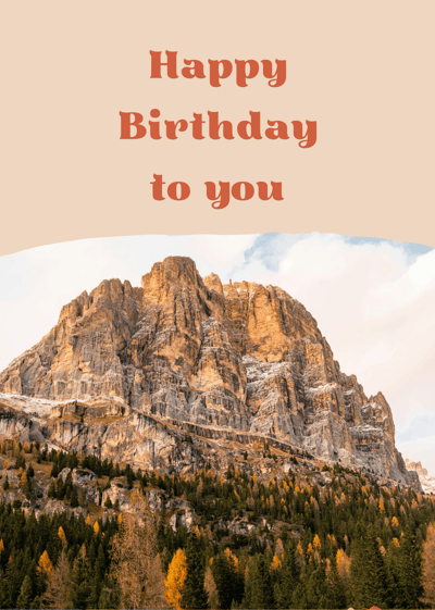 a birthday card with a mountain