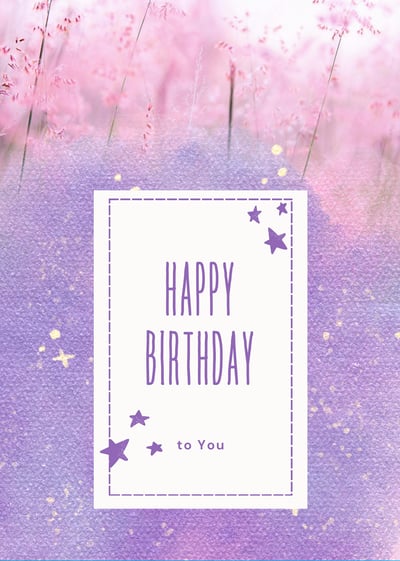 a birthday card with a purple background and stars