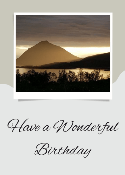 Birthday card with a mountain scene 