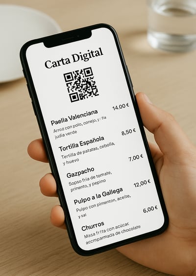 Carta digital de un restaurante español con su QR