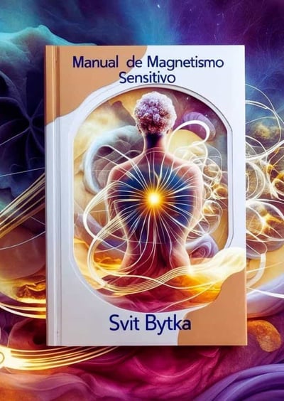 Portada del "Manual de Magnetismo Sensitivo" de Svit Bytka. La imagen muestra una figura humana de espaldas con un resplandor