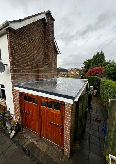Finished garage roof renovation from front