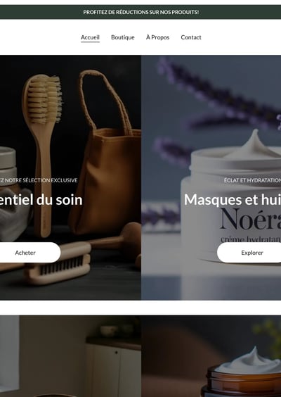 Exemple de site e-commerce conçu par Solufy avec interface de vente en ligne