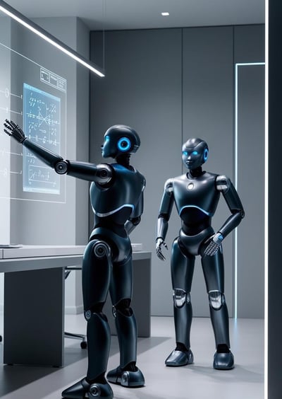 KI Roboter analysieren zusammen Daten