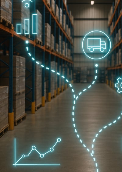 Smart warehouse in China with digital supply chain overlay