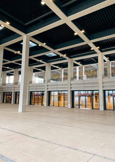 A large industrial facility entrance spotlessly cleaned by Bryte Cleaning