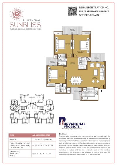 Amazing 3BHK + 3T :https://www.purvanchalprojects.co.in/purvanchal-sunbliss/