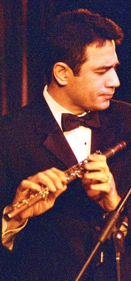 Flutist Bobby Ramirez in New York City performing at the Triad Theater