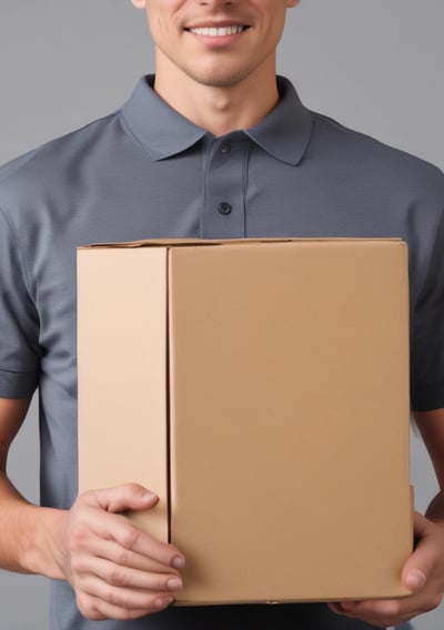 a man holding a box with a smile on his face