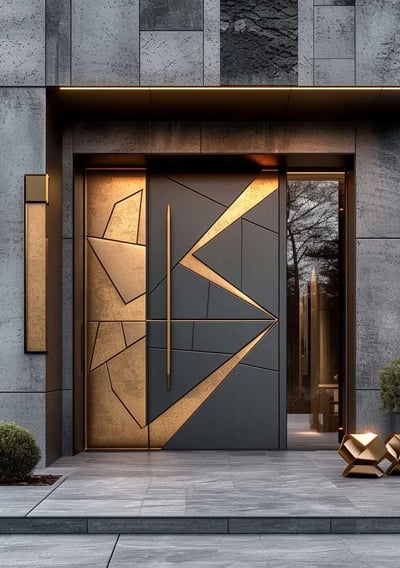 a modern door with a modern door and a large metal door