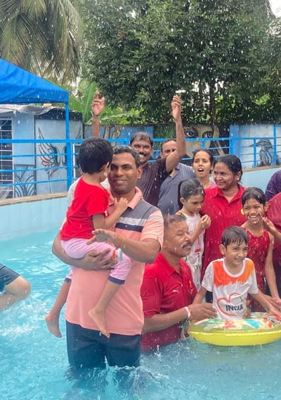 having fun at church picnic