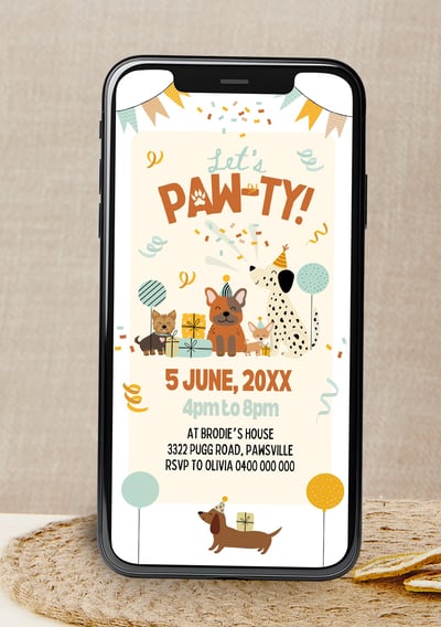 Animated Dog Birthday Video Invitation