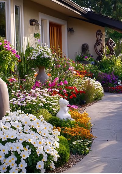 Diversification of flower in the main door to give a bunch a new colors to the house