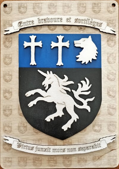 Engraved laser medieval coats of arms 3D