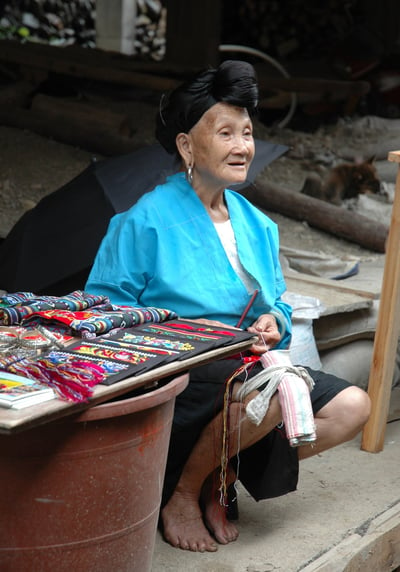 traditional women and crafts at Huangluo Yao Village, China