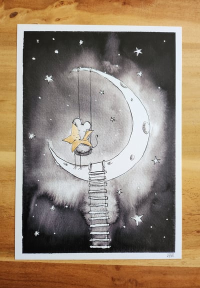 a drawing of a moon and a star