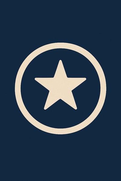 Icône cercle doré avec étoile à cinq branches – symbolise le réseau Club 53 pour l’hospitalité transformante caribéenne