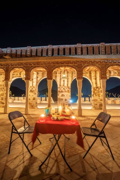 A table with candles.