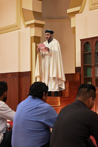 The Imam of Imam Malik Mosque delivering a Jutba