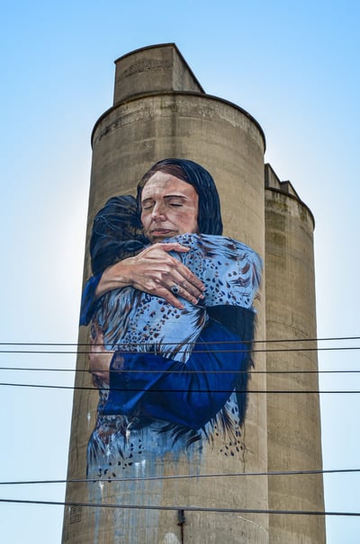 Mural by Loretta Lizzio depicting the former New Zealand Prime Minster Jacinta Ardern in Brunswick, Melbourne