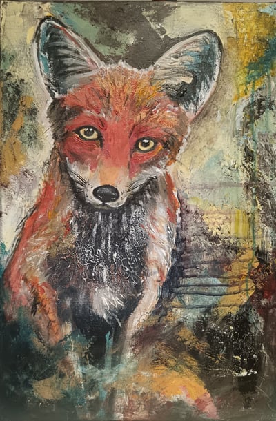 a painting of a fox