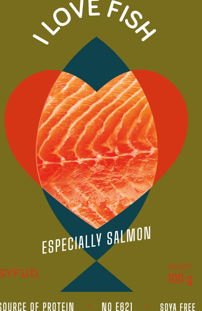 Salmon packaging design, khaki color