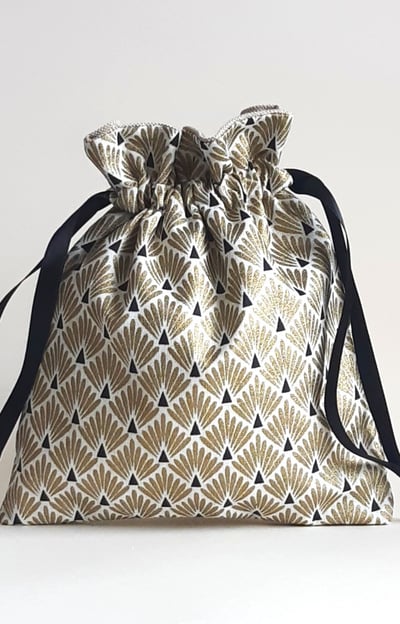 pochon en tissu japonais motif doré