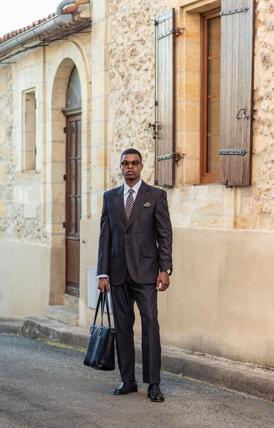 "modern gentleman in timeless attire"