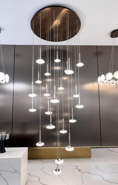 a larger modern chandelier in house