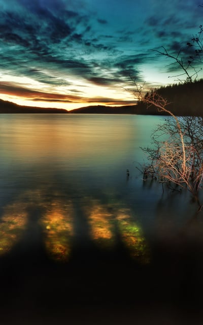 Sonnenaufgang am Schluchsee langzeitbelichtet mit Filtern