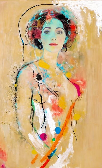 a painting of a woman with a hat on