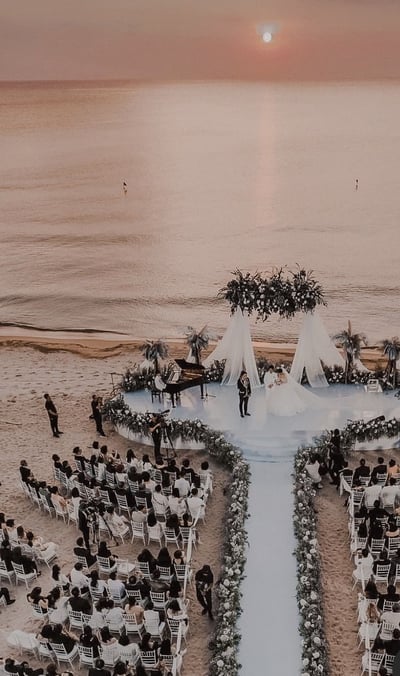 a wedding ceremony on the beach