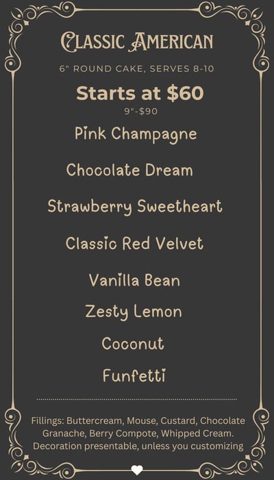 menu and pricing