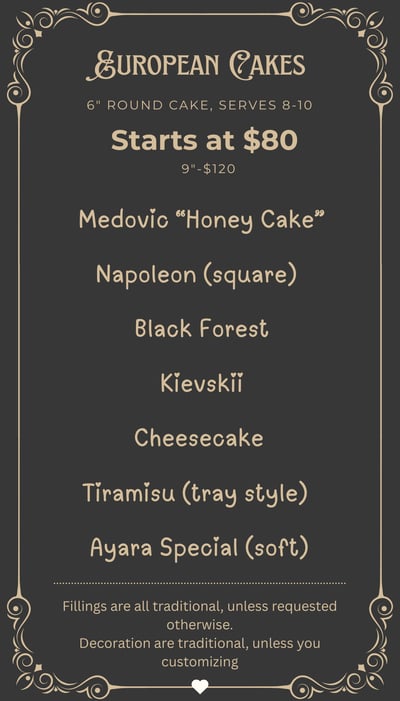 menu and pricing