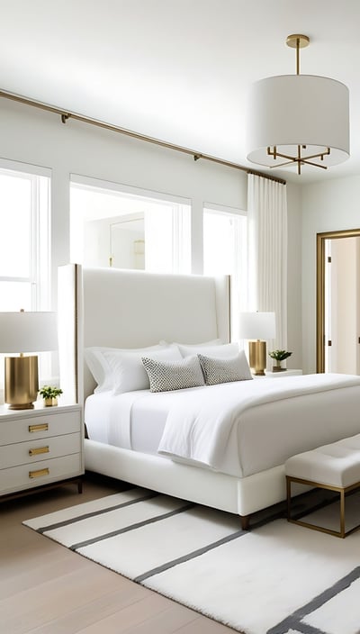 a bedroom with a large bed and a white bed