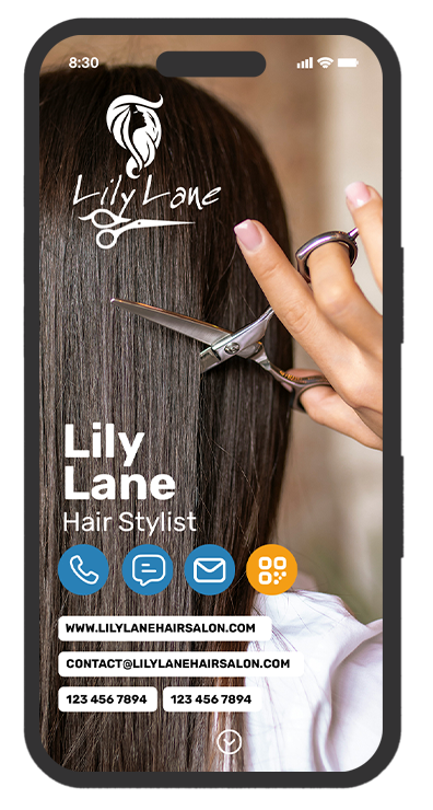 style and elegance: a digital business card design for hair stylists