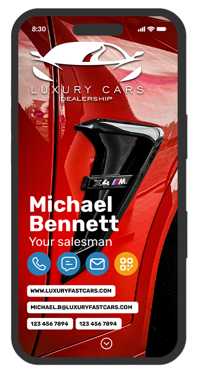 driving deals: a digital business card design for car dealerships and sales departments