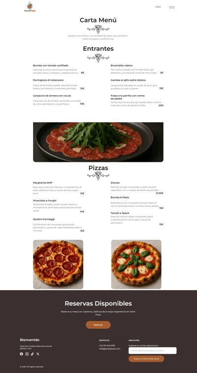 Menu digital Verdi Pizza