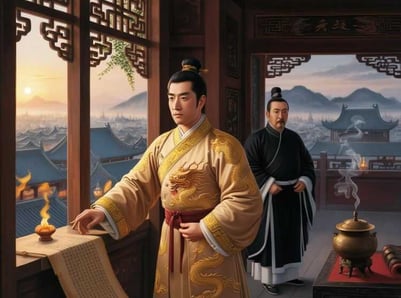 Lý Thái Tổ và Lý Nhân Nghĩa bàn việc triều đình