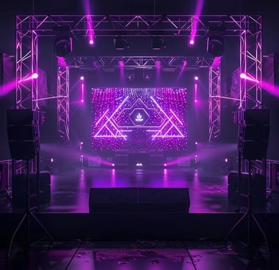 a stage with a stage set up for a concert