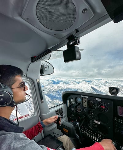 Me flying a C172 through Rogers Pass, BC