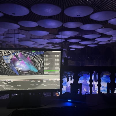Disguise D3 GUI shown in use in the gallery at the Royal Albert Hall for projection use during a ballet