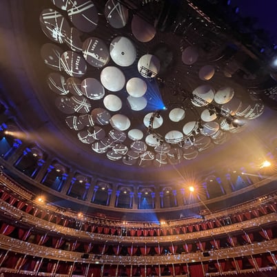 Projection onto the mushrooms during a BBC Prom at the Royal Albert Hall London