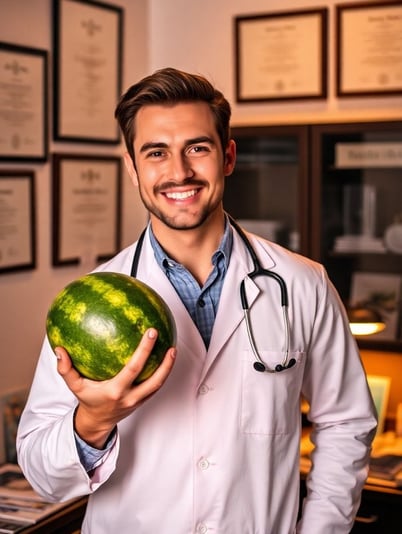 Doctor Holding Watermelon