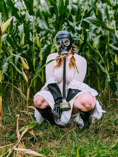 FTSH Studios model (s) Shannon Huxley UK Fetish Model UK Fetish Model gas mask, boots, wellies, horror